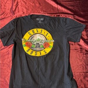 Guns N’ Roses Bullet Roses Logo Band T-Shirt Black Size Medium